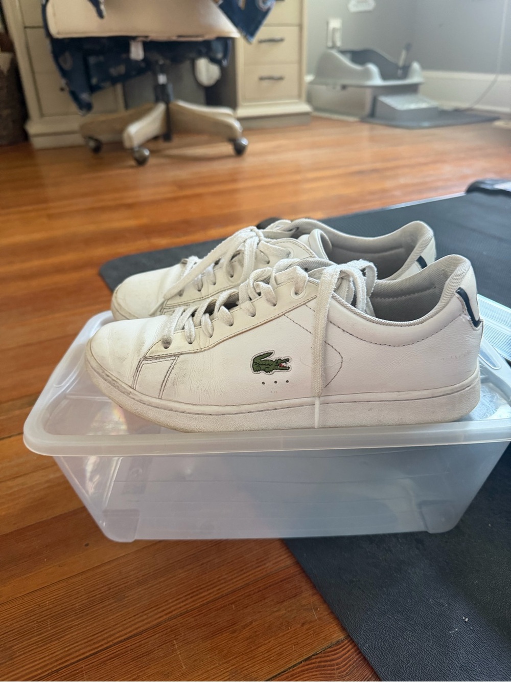 Lacoste White Leather Sneakers with Green Croc Logo